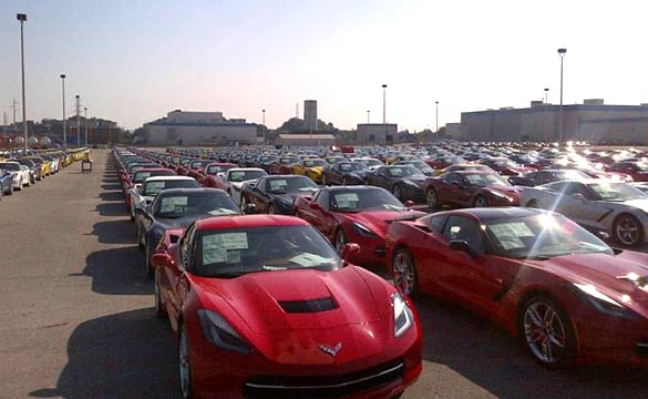 [PIC] 2014 Corvette Stingrays On Hold at the Plant