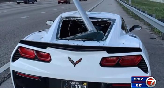 [ACCIDENT] Street Sign Impales a C7 Corvette Stingray in South Florida