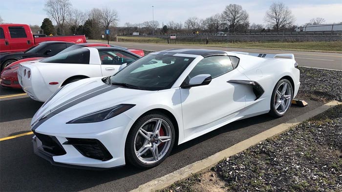 [VIDEO] 2020 Corvette Stingray in Arctic White with Midnight Gray Racing Stripes