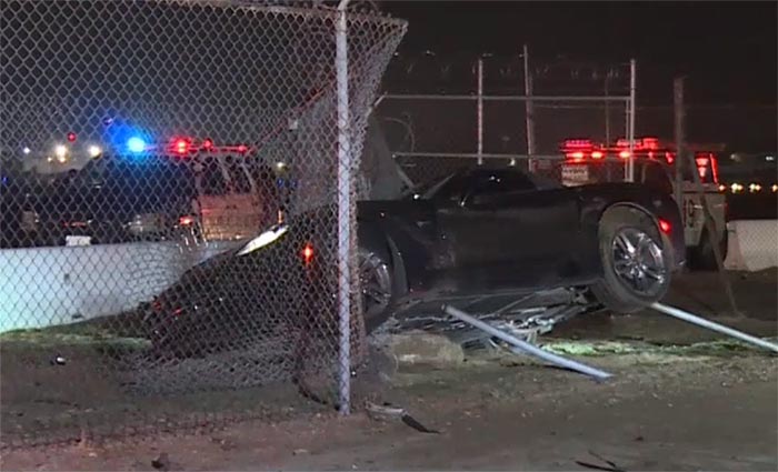 [ACCIDENT] Black C7 Corvette Crashes into Airport Fence in Burbank