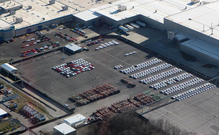 New Aerial Photos of the Corvette Assembly Plant Show A Whole Lot of C8 Corvettes Out Back!