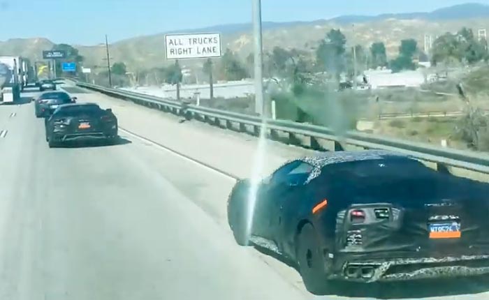 [SPIED] Two C8 Corvette Z06 Prototypes Were Caught with a Ferrari Merging onto I5 in Valencia