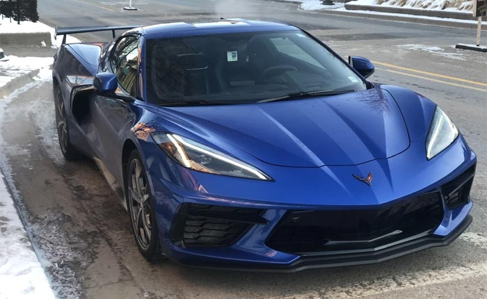 [SPIED] Elkhart Lake Blue 2020 Corvette Stingray with High Wing Near Proving Grounds