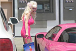 Real Life Barbie with her Pink Corvette