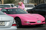 Real Life Barbie with her Pink Corvette