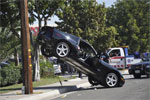 Corvette Lands on Pole Wire After Collision