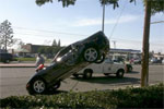 Corvette Lands on Pole Wire After Collision