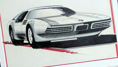 Mid-engine Corvette Sketch from GM Styling