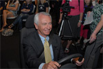 Kentucky Governor Steve Beshear takes the National Corvette Museum's new driving simulators for a spin.