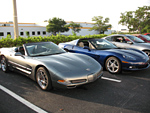 Corvettes on display at Cars and Coffee