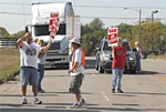 Corvette assembly line workers picket on Corvette Drive