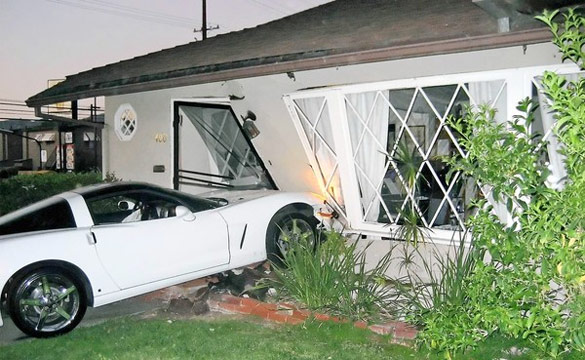 Intoxicated Corvette Driver Parks C6 in Burbank Home