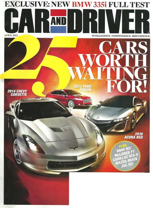C7 Corvette Illustration on Cover of Car and Driver's April 2012 Magazine
