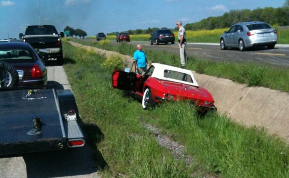 1966 Corvette Rolls Off a Trailer on a Highway at 70 MPH