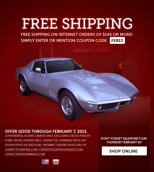 Free Shipping Offer from Corvette Central
