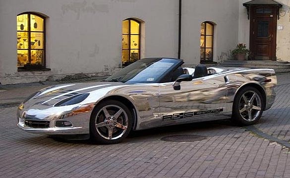 Lithuanian C6 Corvette Goes Full Disco with Chrome Wrap