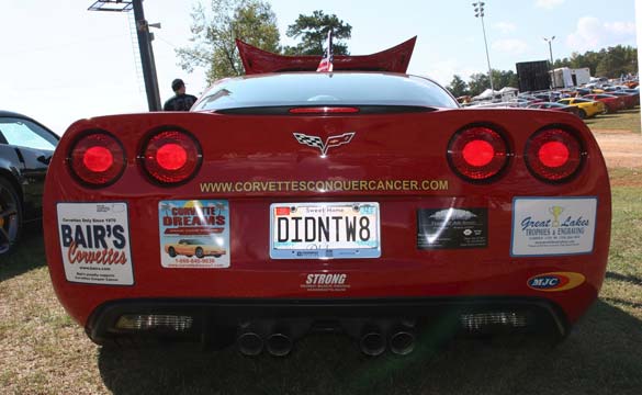 Corvettes Conquer Cancer vanity plate reads DIDNTW8