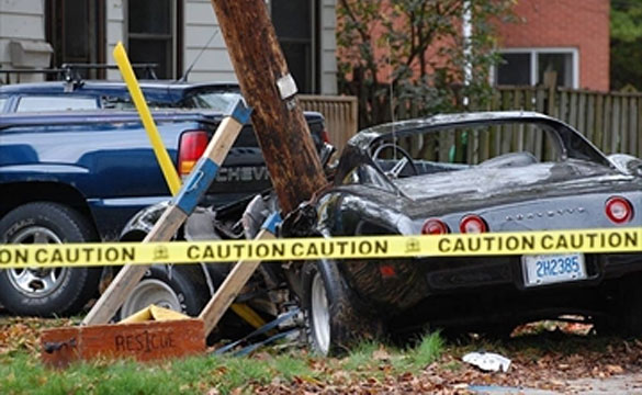 [ACCIDENT] Community Loses Power after 1974 Corvette Slams into Utility Pole