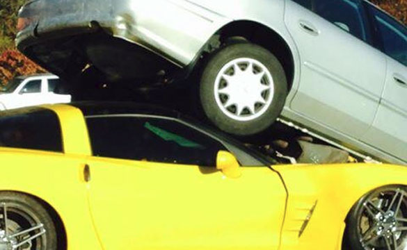 [ACCIDENT] C6 Corvette Gets Under a Sedan on the D.C. Beltway