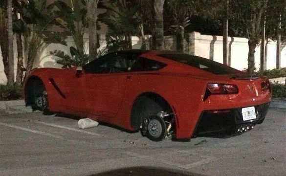 [PIC] Corvette Stingray is Between Rock and Hard Place after Thieves Steal Wheels