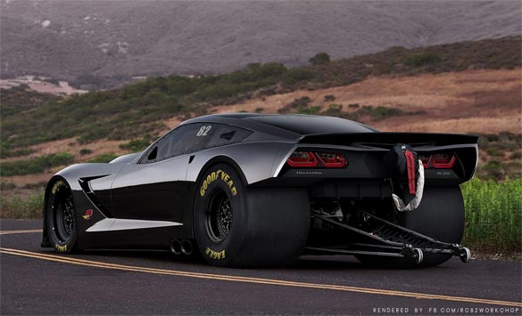 C7 Corvette Stingray Rendered as a Hennessey HPE2000 Drag Car