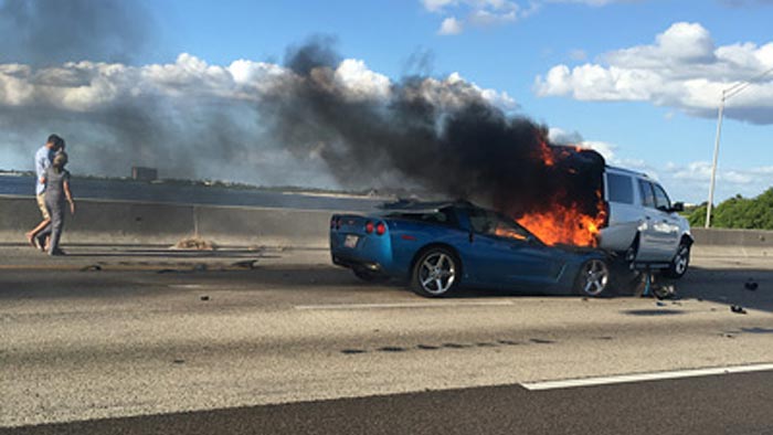 [ACCIDENT] C6 Corvette Rearends SUV and Both Go Up in Flames