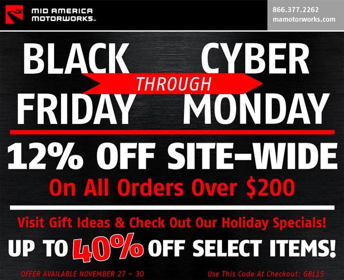 Big Savings For Cyber Monday at Mid America Motorworks