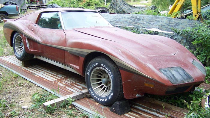 Corvettes on eBay: Barn Find 1974 Corvette with Greenwood Widebody Kit