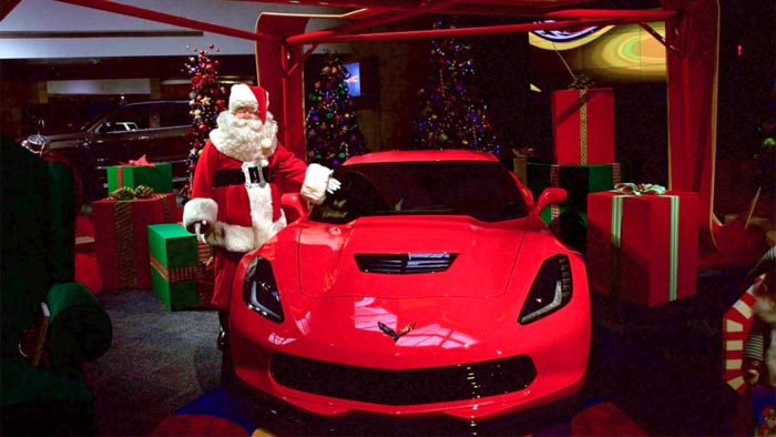 Get Your Picture With Santa and His Red Corvette Z06 at GM's Renaissance Center in Detroit