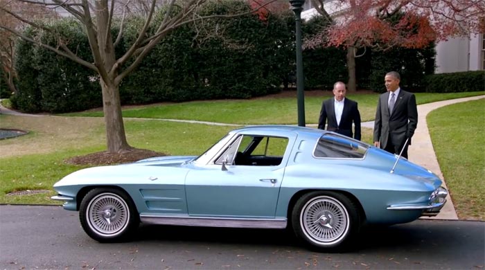 President Obama and Jerry Seinfeld Drive a 1963 Corvette at the White House