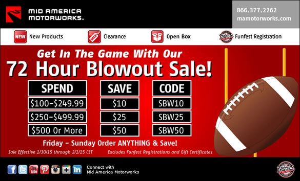 Mid America Motorworks 72 Hour Sale