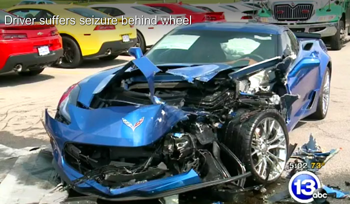 Driver Suffers Medical Seizure and Crashes into Two Corvette Z06s
