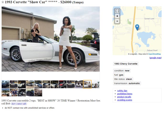 Selling a Corvette on Craigslist Using Girls and Guns