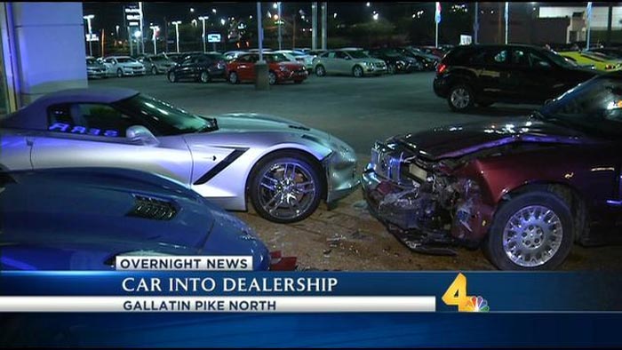 [ACCIDENT] Two Corvettes Damaged after Car Crashes Into Dealership