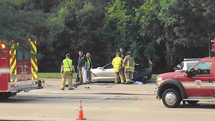 Corvette Stingray Wacked by Dodge Durango in Four Car Pile Up