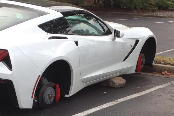 [PICS] Corvette Stingray Has its Wheels Stolen in Florida