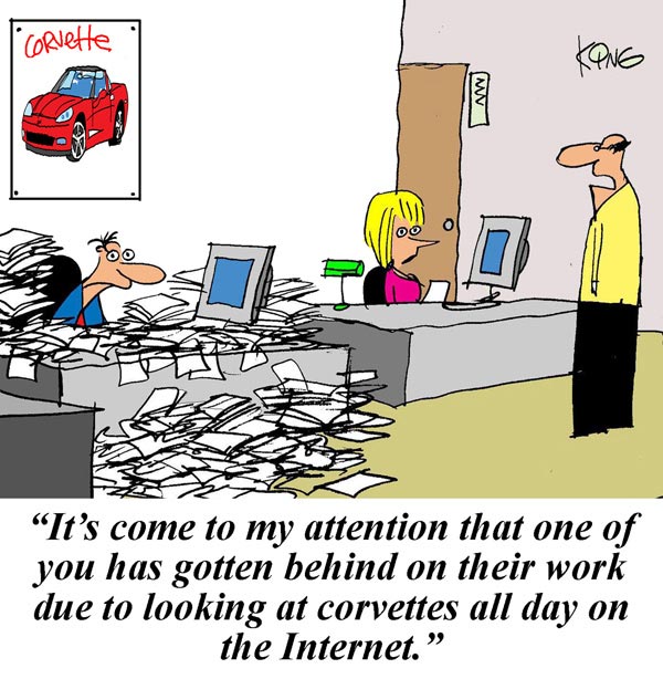 Saturday Morning Corvette Comic: Workplace Distractions