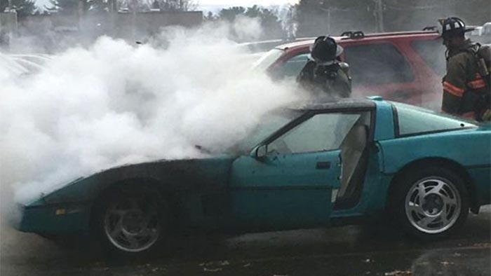 1986 Corvette Goes Up in Flames in High School Parking Lot