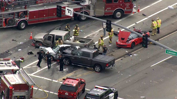 [ACCIDENT] Corvette Stingray Damaged in Four Vehicle Crash in California