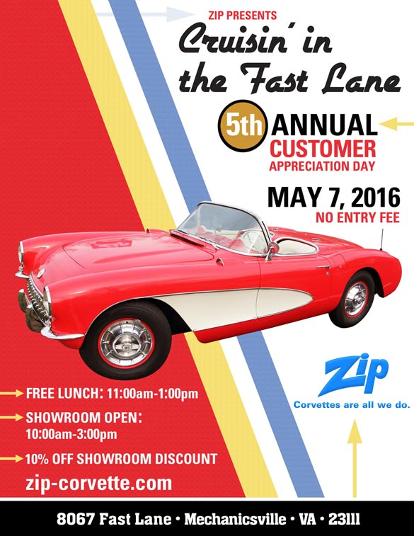 Zip Corvette's Customer Appreciation Cruise-In is Saturday, May 7th