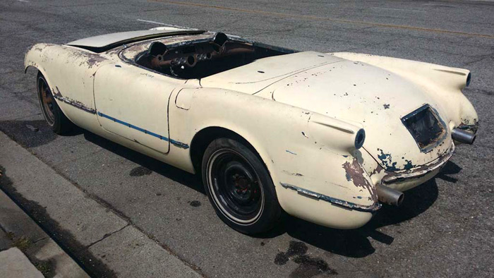 Corvettes on eBay: 1954 Corvette Barn Find May be One of 300 Pennant Blue Cars