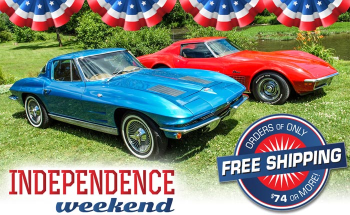 Celebrate 4th of July with Corvette America's Free Shipping on Orders of $74 or More