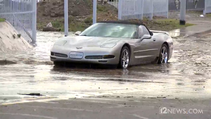 [VIDEO] Corvette Driver Ignores Flood Signs and Proceeds to Drown Her C5 Convertible