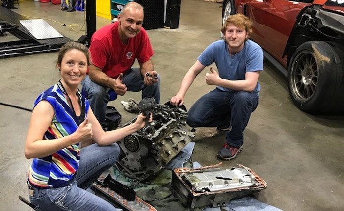 
19 Year Old Cancer Patient Helps Out During Engine Swap at the National Corvette Museum