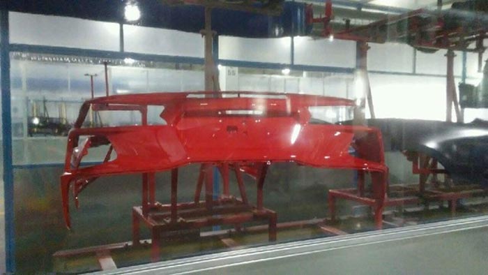 [SPIED] Mid Engine C8 Corvette's Front and Rear Body Panels Spotted in Corvette Factory's Paint Shop