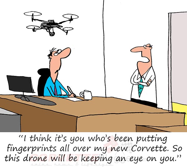 Sunday Morning Corvette Comic: Drone Security for Corvette Owners