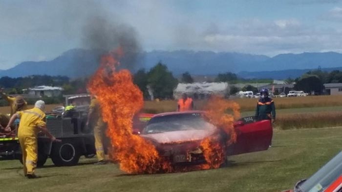Drag Racing C6 Corvette Catches on Fire in New Zealand