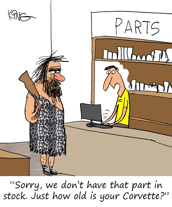 Saturday Morning Corvette Comic: A Classic Corvette Owner at the Parts Counter