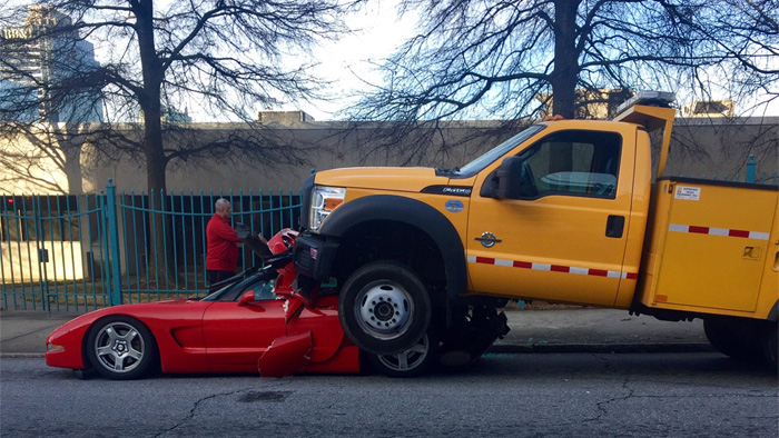 [ACCIDENT] Atlanta City Truck Rolls On Top a 1998 Corvette