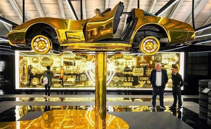 Cartier's Milan Pop-Up Store Features a Gold C3 Corvette